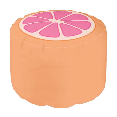 Playful Grapefruit Round Pouf