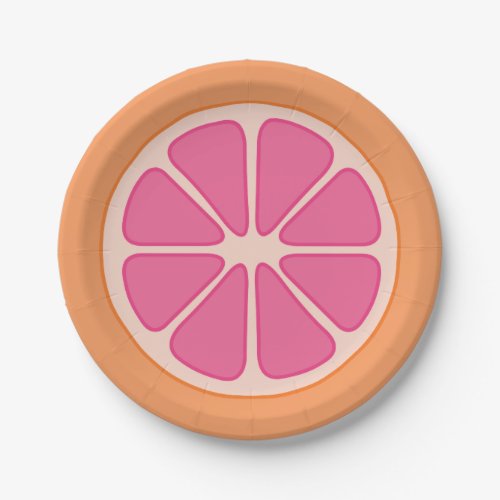 Playful Grapefruit Slice Paper Plate