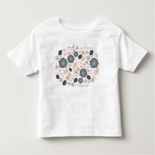 Playful Gray Blue Peach Floral Repeat Motif Toddler T-shirt