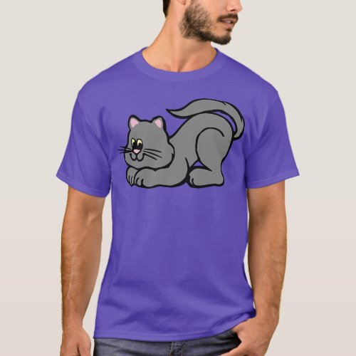 Playful Gray Cat T_Shirt