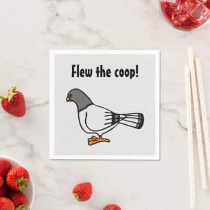 Playful Gray Pigeon Cartoon New Address Postcard Napkins