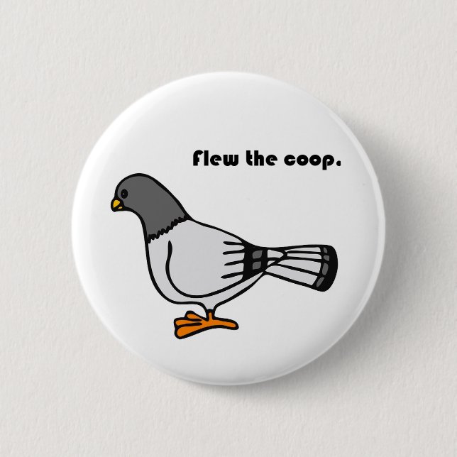 Playful Gray Pigeon Cartoon New Travels or Address Button (Front)