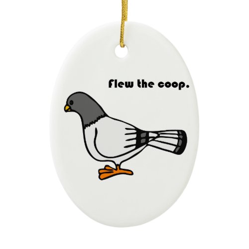 Playful Gray Pigeon Cartoon New Travels or Address Ceramic Ornament