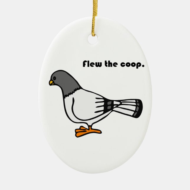Playful Gray Pigeon Cartoon New Travels or Address Ceramic Ornament (Front)