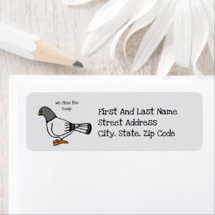 Playful Gray Pigeon Cartoon New Travels or Address Label