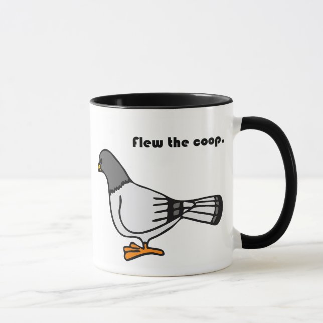 Playful Gray Pigeon Cartoon New Travels or Address Mug (Right)