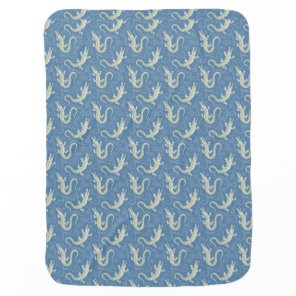 Playful Green Alligator Paisley on Blue Baby Blanket