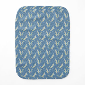 Playful Green Alligator Paisley on Blue Baby Burp Cloth