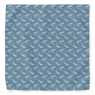 Playful Green Alligator Paisley on Blue Bandana