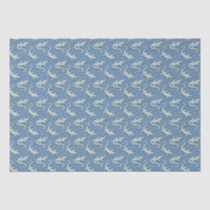 Playful Green Alligator Paisley on Blue Tissue Paper