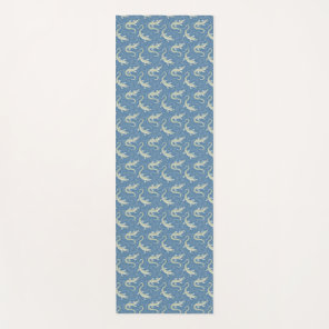 Playful Green Alligator Paisley on Blue Yoga Mat