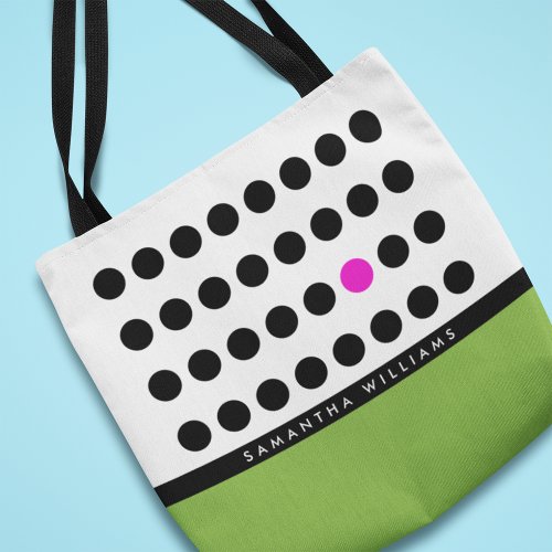 Playful Green and Black Polka Dots Personalized Tote Bag