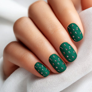 Playful Green Christmas Character Pattern Minx Nail Art