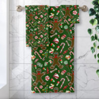 Playful Green Festive Gingerbread Candy Pattern