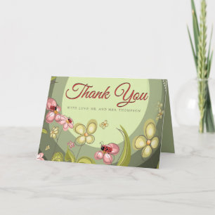 Playful Green & Lady-bird Thank You Card