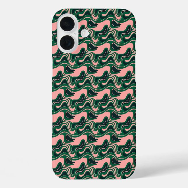 "Playful Green & Pink Waves" Case-Mate iPhone Case (Back)