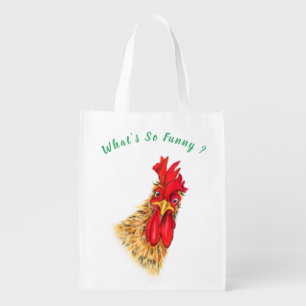 Playful Grocery Bag Surprised Curious Rooster