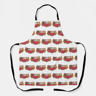 Playful Guinea Pigs and Watermelon Illustration Apron