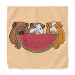 Playful Guinea Pigs and Watermelon Illustration Bandana