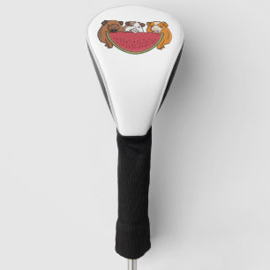 Playful Guinea Pigs and Watermelon Illustration Golf Head Cover