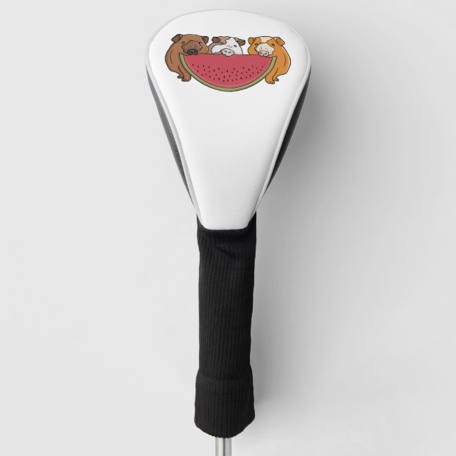Playful Guinea Pigs and Watermelon Illustration Golf Head Cover (Front)