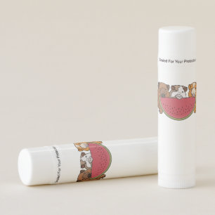 Playful Guinea Pigs and Watermelon Illustration Lip Balm