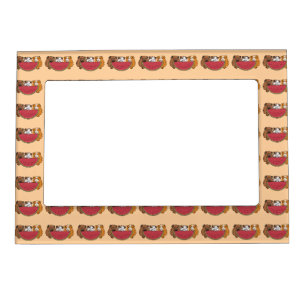 Playful Guinea Pigs and Watermelon Illustration Magnetic Frame