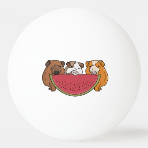 Playful Guinea Pigs and Watermelon Illustration Ping Pong Ball