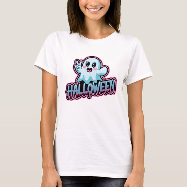 Playful Halloween ghost design T-Shirt (Front)
