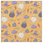 Playful Halloween Ghosts and Witches Pattern Fabric