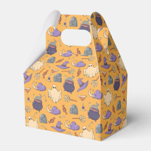 Playful Halloween Ghosts and Witches Pattern Favor Boxes