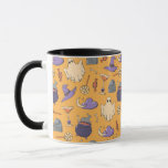 Playful Halloween Ghosts and Witches Pattern Mug