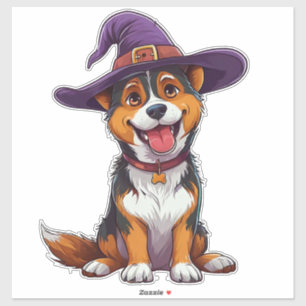 Playful Halloween Puppy In Magic Costume Dog Sticker