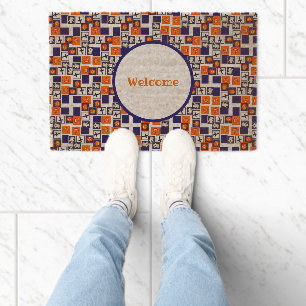 playful Halloween-themed pattern  Fiber Doormat