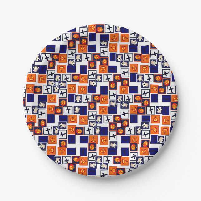 playful Halloween-themed pattern Paper Plates (Front)