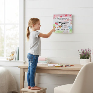 Playful hand drawn Kids Art Decorative Wall Clock