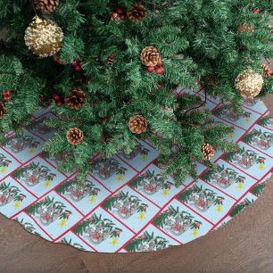 Playful Hanging Christmas Tree Gray Cat Brushed Polyester Tree Skirt