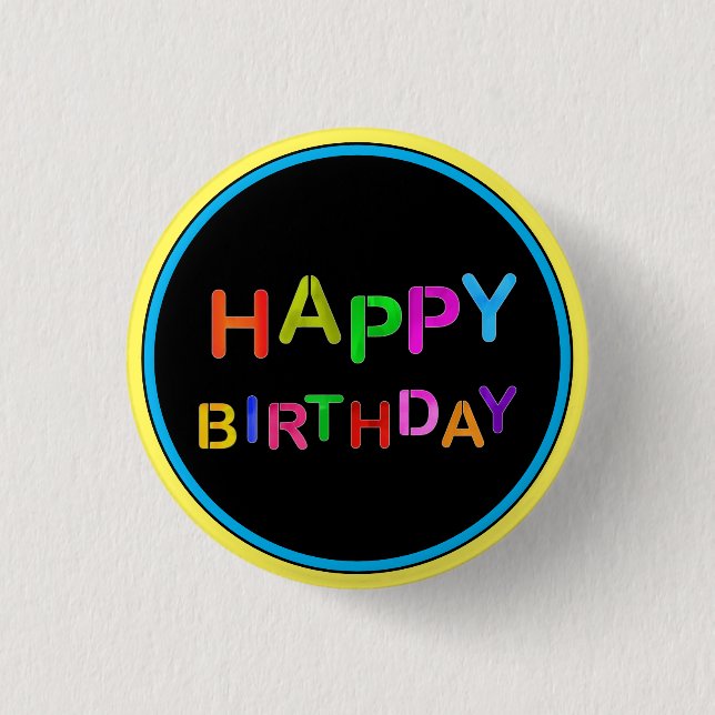 Playful Happy Birthday Button (Front)