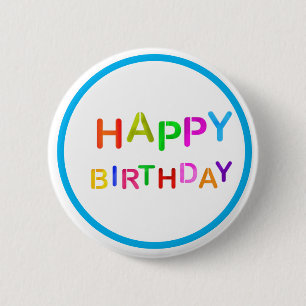 Playful Happy Birthday Text 6 Cm Round Badge Butto Button