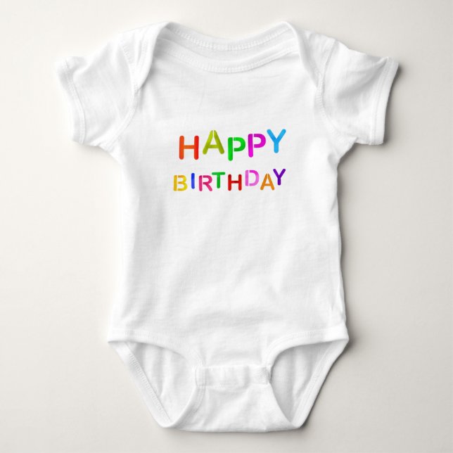 Playful Happy Birthday Text Baby Bodysuit (Front)