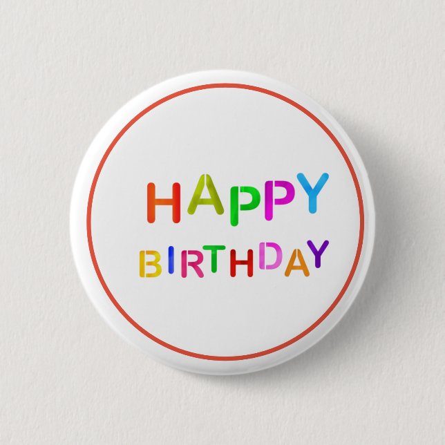 Playful Happy Birthday Text Button (Front)