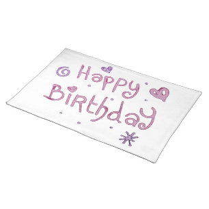 Playful Happy Birthday Text Cloth Placemat