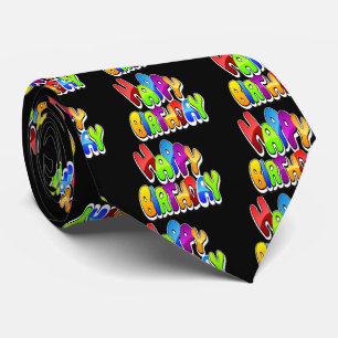 Playful Happy Birthday Text Neck Tie
