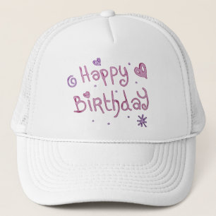 Playful Happy Birthday Text Trucker Hat