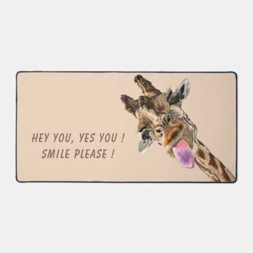 Playful Happy Giraffe Custom Colors and Text Funny Desk Mat