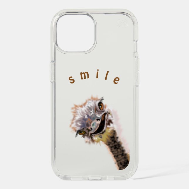 Playful Happy Ostrich Smile Funny iPhone Case (Front)