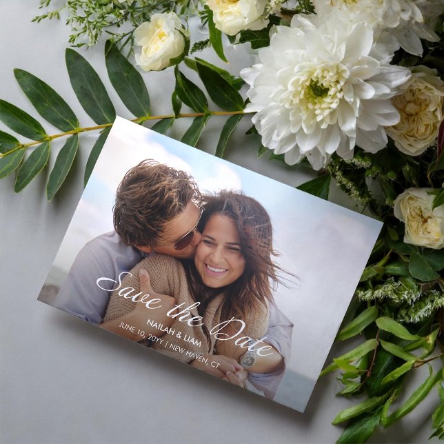 Playful Happy Photo Wedding Save the Date Magnetic Invitation (Creator Uploaded)