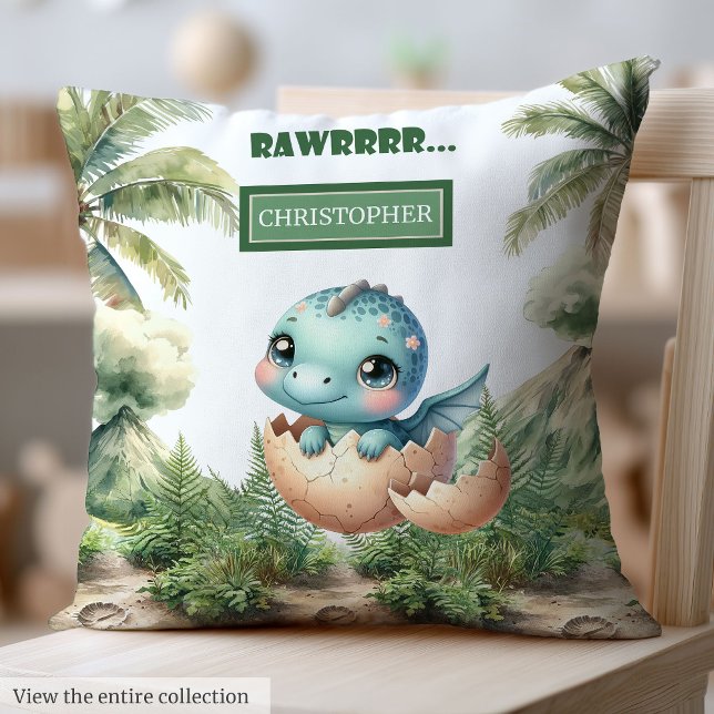 Playful Hatching Soon Baby Dinosaur Baby Pillow   (Playful Hatching Soon Baby Dinosaur Baby Pillow Gift)