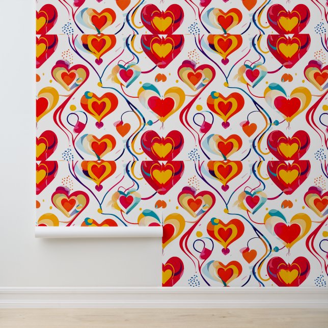 Playful Hearts Pattern: A Colorful Celebration Wallpaper (Application)