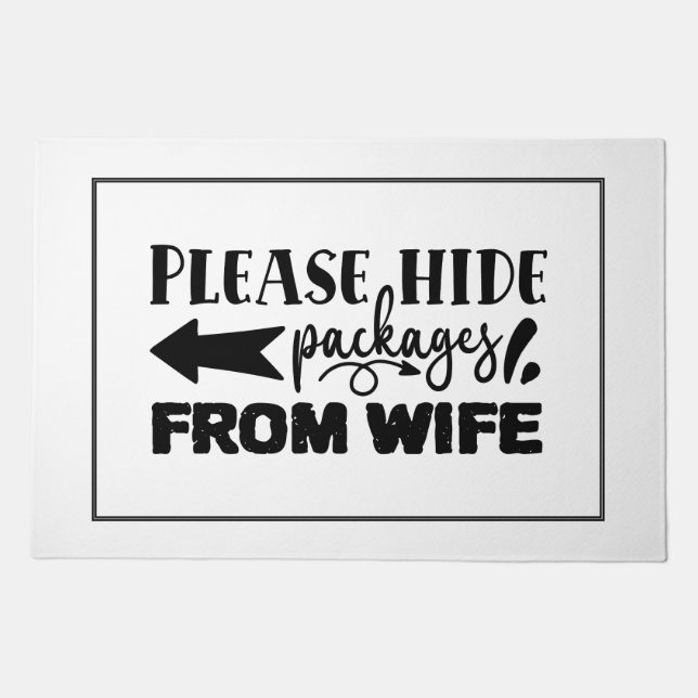 Playful Hide-the-Packages from Wife Doormat (Front)